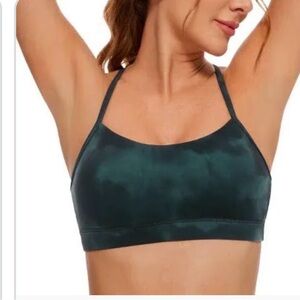 CRZ YOGA Teal Sports Bra Butterluxe Y Back Spaghetti Thin Strap Bra XS